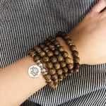 Buddha Stones Tibetan Lightning Strike Wood Bracelet Lotus Buddha Mala Mala Bracelet BS 5