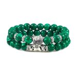 Buddha Stones 2Pcs Natural Crystal Agate Buddha Protection Bracelet Bracelet BS Malachite