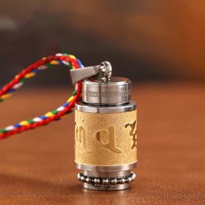 Buddha Stones Tibet Om Mani Padme Hum Shurangama Mantra Titanium Steel Wisdom Amulet Necklace Pendant Necklaces & Pendants BS main