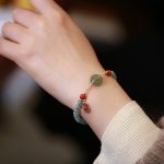 Buddha Stones Natural Hetian Jade Red Agate Peace Buckle Lucky Fortune Bracelet Bracelet BS 1