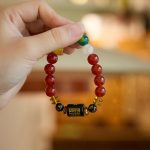 Buddha Stones Five Elements Black Onyx Red Agate Wisdom Wealth Bracelet Bracelet BS 18