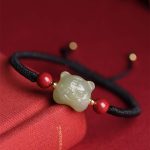 Jade Cinnabar Lucky Tiger String Bracelet