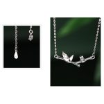 Buddha Stones Bamboo Leaf Design Copper Zircon Wealth Necklace Pendant Necklaces & Pendants BS 12