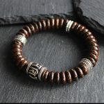 Buddha Stones Natural Tibetan Coconut Shell Om Mani Padme Hum Positive Bracelet Bracelet BS 3