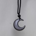 Buddha Stones Natural Silver Sheen Obsidian Star Crescent Moon Protection Necklace Pendant Necklaces & Pendants BS Moon