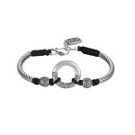 Buddha Stones 999 Sterling Silver Fu Character Peace Buckle Copper Coin Auspicious Clouds Fortune Bracelet Bracelet BS 17