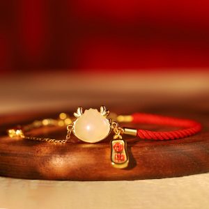 Buddha Stones 925 Sterling Silver Year Of The Dragon Hetian White Jade Chinese Steamed Bun Dragon Design Fortune Blessing Bracelet Bracelet BS main