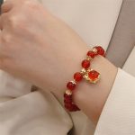 Buddha Stones Year of the Dragon Red Agate Jade Peace Buckle Fu Character Success Bracelet (Extra 30% Off | USE CODE: FS30) Bracelet BS 16