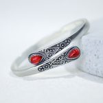 Buddha Stones Zircon Water Drop Pattern Healing Cuff Bracelet Bangle Bracelet Bangle BS Red Zircon
