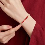 Buddha Stones 925 Sterling Silver Cinnabar Fu Character Blessing Bracelet Bracelet BS 5