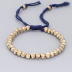 Buddha Stones Tibetan Handmade Copper Bead Luck String Bracelet Bracelet BS Dark Blue(Wrist Circumference 14-26cm)