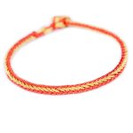 Buddha Stones Two-Color Rope Handcrafted Eight Thread Peace Knot Bracelet Bracelet BS Red Gold(Wrist Circumference 17cm)