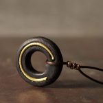 Buddha Stones Zen Circle Ebony Wood Peace Calm Necklace Pendant Necklaces & Pendants BS 8