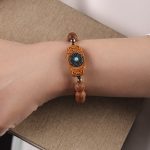 Buddha Stones Green Sandalwood Ebony Wood Sandalwood Om Mani Padme Hum Soothing Bracelet Bracelet BS 13