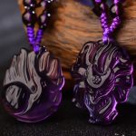 Buddha Stones Natural Amethyst White Crystal Citrine Nine Tailed Fox Luck Necklace Pendant Necklaces & Pendants BS 7