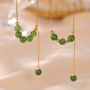 Buddha Stones 925 Sterling Silver Cyan Jade Beads Healing Necklace Pendant Necklaces & Pendants BS main