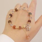 Buddha Stones Natural Fu Lu Shou Rainbow Crystal Rutilated Quartz Wealth Butterfly Charm Bracelet Bracelet BS 13