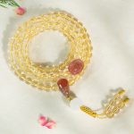 Buddha Stones 108 Mala Beads 925 Sterling Silver Natural Citrine Red Agate White Jade Prosperity Charm Bracelet Mala Bracelet BS 3