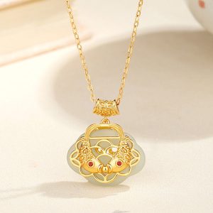 Buddha Stones 925 Sterling Silver Natural Hetian Jade Koi Fish Wealth Necklace Pendant Necklaces & Pendants BS Koi Fish(Luck♥Prosperity)