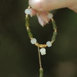 Buddha Stones Green Bamboo Jade Lily of the Valley Wealth Bracelet Bracelet BS Lily of the Valley(Elastic Rope Diameter: 5.5cm)