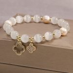 Buddha Stones Cat's Eye Lovely Cat Pattern Pearl Love Charm Bracelet Bracelet BS 6