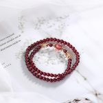Buddha Stones 14K Gold Plated Natural Garnet Strawberry Quartz Butterfly Protection Double Wrap Bracelet Bracelet BS 3