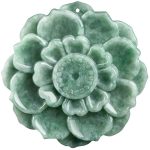 Buddha Stones Lotus Pattern Jade Luck Prosperity Necklace Pendant Necklaces & Pendants BS 8