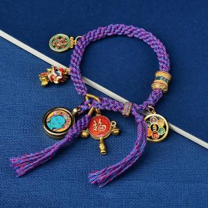 Buddha Stones Tibetan Green Tara Zakiram Goddess of Wealth Thangka Luck Braid String Bracelet Bracelet BS Green Tara Thangka