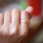 Buddha Stones White Agate Cyan Jade Turquoise Red Agate Luck Protection Ring Rings BS 12