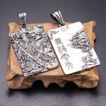 Buddha Stones Guan Gong Dragon Auspicious Clouds Wealth Necklace Pendant Necklaces & Pendants BS 6