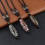 Buddha Stones Nine-Eye Dzi Bead Wealth Protection Necklace Necklaces & Pendants BS main