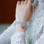Buddha Stones Natural Aquamarine Red Agate Pearl Beads Healing Charm Bracelet Bracelet BS 2