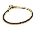 Buddha Stones Two-Color Rope Handcrafted Eight Thread Peace Knot Bracelet Bracelet BS Black Gold(Wrist Circumference 18cm)