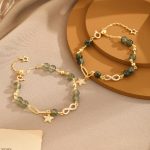Buddha Stones 14K Gold Green Rutilated Quartz Möbius Loop Eternal Love Star Protection Bracelet Bracelet BS 6