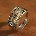 Buddha Stones 925 Sterling Silver Turquoise Red Agate PiXiu Abacus Protection Ring Ring BS 5