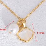 Buddha Stones Ginkgo Tridacna Stone Pearl Bead Copper Blessing Necklace Pendant Ring Earrings Set Bracelet Necklaces & Pendants BS 5