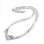 Buddha Stones 925 Sterling Silver Natural Pearl Larimar Sincerity Necklace Pendant Necklaces & Pendants BS 9