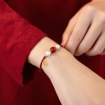 Buddha Stones 925 Sterling Silver Good Fortune Fu Character Agate Pearl Red String Braid Bracelet Bracelet BS 12