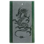 Buddha Stones Hetian Cyan Jade Dragon Engraved Success Necklace Pendant Necklaces & Pendants BS 9
