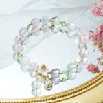 Buddha Stones Strawberry Quartz Rutilated Quartz Fluorite Flower Healing Bracelet Bracelet BS 28