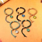 Buddha Stones Tibet Handmade Five God Of Wealth Luck Thangka Amulet Prayer Wheel Flower Charm Weave String Bracelet Bracelet BS 1
