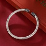 Buddha Stones 999 Sterling Silver Heart Sutra Engraved Red Agate Protection Bracelet Bangle Bracelet Bangle BS 18cm(Adjustable)