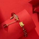 Buddha Stones Year of the Dragon Dumpling Natural Red Agate Garnet Hetian Jade Fu Character Luck Success Bracelet Bracelet BS 1