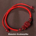 Buddha Stones Chinese Zodiac Natal Buddha Cinnabar Amulet Blessing String Bracelet Bracelet BS Rooster-Acalanatha(Wrist Circumference 16-19cm)