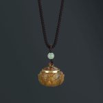 Buddha Stones Tibet Green Sandalwood Rosewood Om Mani Padme Hum Lotus Positive Soothing Necklace Pendant Necklaces & Pendants BS Lotus Green Sandalwood