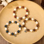 Buddha Stones Tibetan Zakiram Goddess of Wealth Charm Liuli Glass Incense Ash Porcelain Bead Protection Bracelet Bracelet BS 18