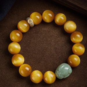 Chinese Zodiac Natal Buddha Tiger Eye Pixiu Jade Protection Bracelet Bracelet BS Dog/Pig-Amitabha Buddha