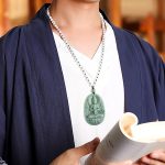 Buddha Stones Natural Jade Avalokitesvara Amulet Wealth Necklace Pendant Necklaces & Pendants BS 2
