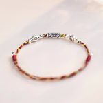 Buddha Stones 925 Sterling Silver Luck Koi Fish Braided Colorful String Bracelet Anklet Bracelet BS 3