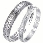 Buddhastoneshop Tibetan Sanskrit White Copper Meditation Prayer Bracelet Bangle